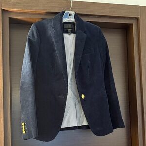 Women’s Navy Corduroy Blazer with Gold Accent Buttons